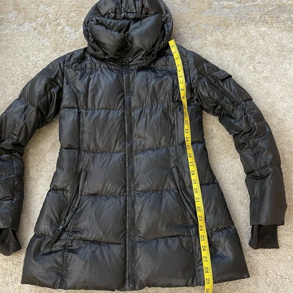 S 13/NYC DUCK DOWN GREEN PARKA HOODED POCKETS COAT JACKET SIZE S - Picture 4 of 9